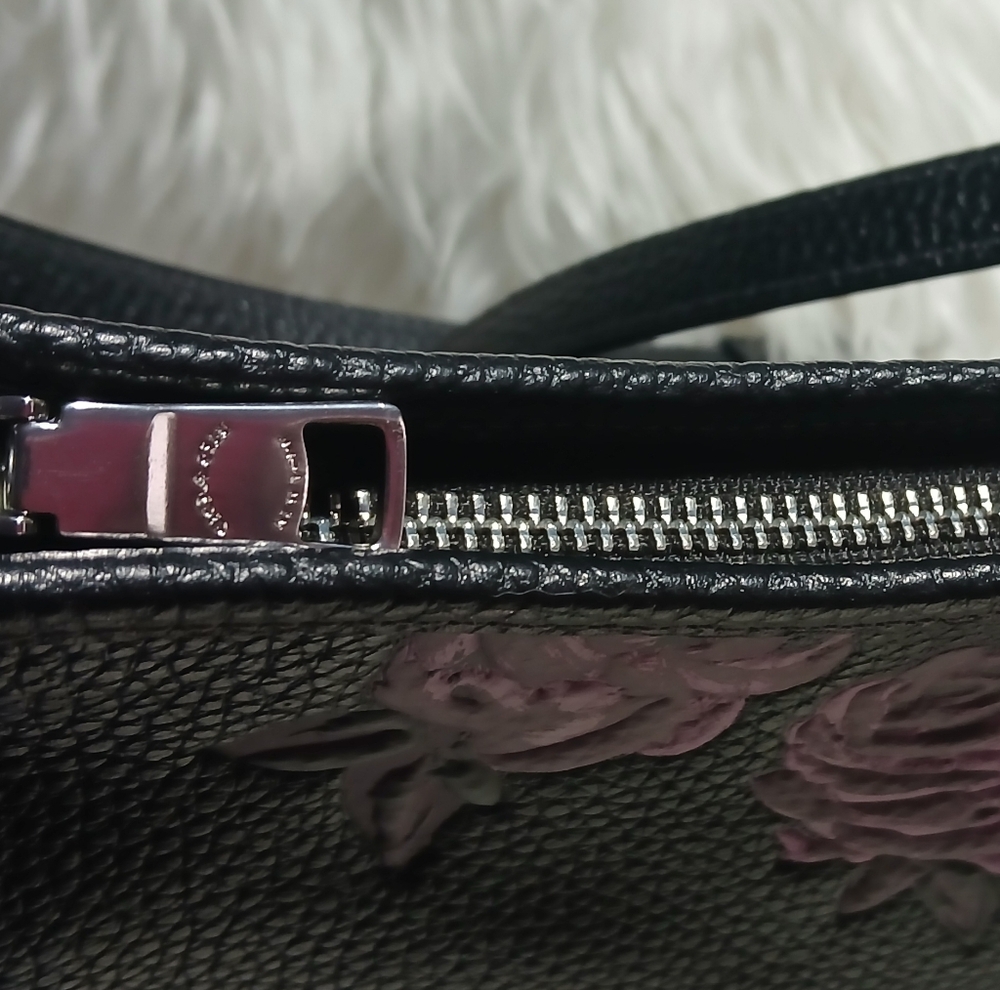 Coach Black and Purple Floral Laurel Shoulder Bag - Picture 9 of 12